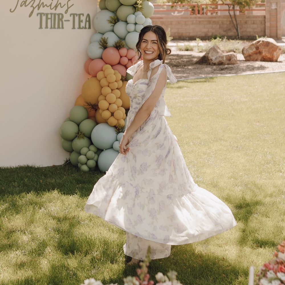 Maxi dress lavender and cream